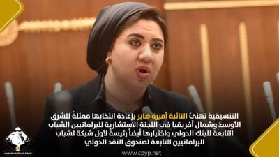 ثقة دولية بـ"كوادر التنسيقية".. أميرة صابر ممثلة لبرلمانيي الشرق الأوسط بالبنك الدولي